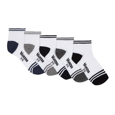 bluezoo Pack of five boy's white trainer socks